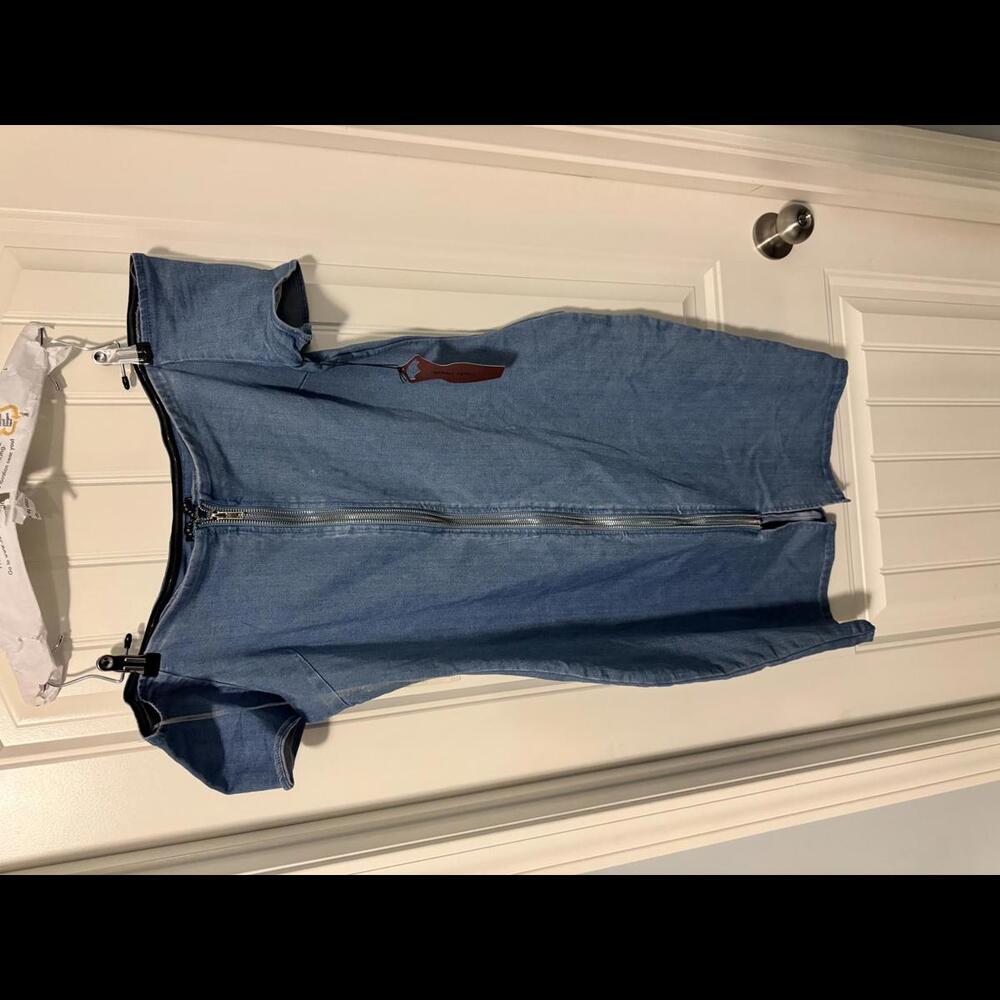 Haute New Stylish Off-Shoulder Denim Dress with Zipper Closure 2x (16/18)